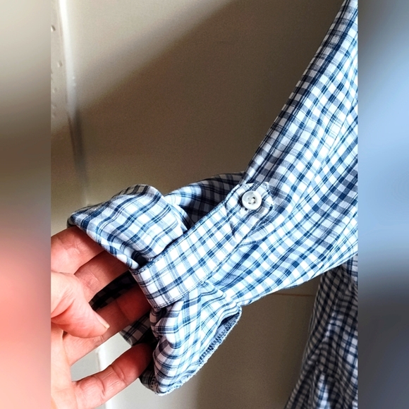 Anthropologie cloth & stone Women's Blue White Check Button Up | Long Sleeve | L - Picture 4 of 6